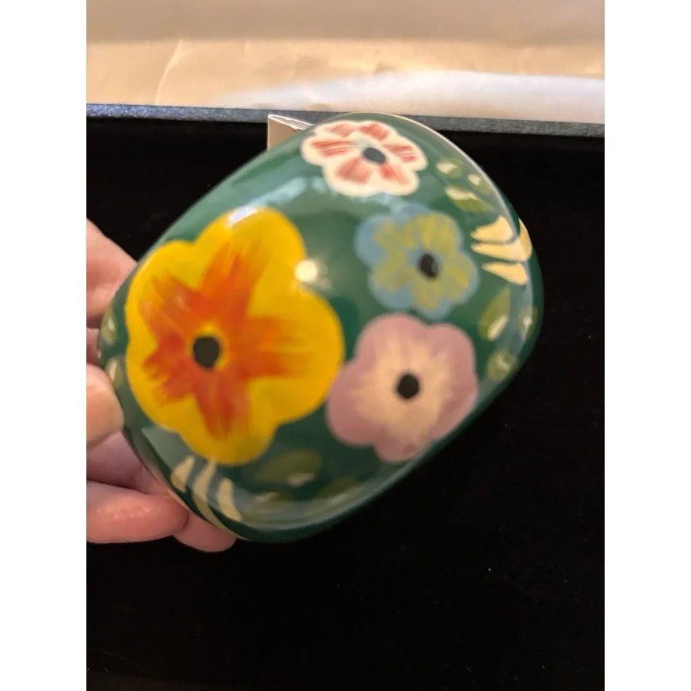 Fantasia Green Multicolor Hand-Painted Floral Plastic Bangle Bracelet[JB2]
